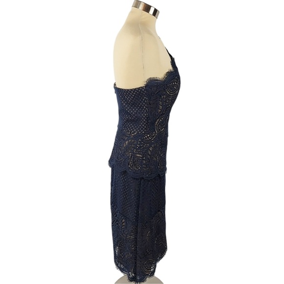 BCBGMAXAZRIA Alisha One Shoulder Navy Lace Dress Size 8 Pristine Condition - Picture 7 of 15